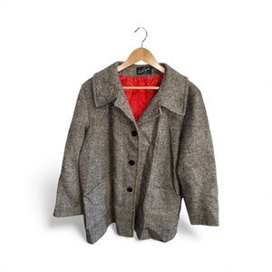 Lady Suzette Vintage Coat Women’s 1X Tweed Pockets Wool blend Elegant Chic Ivy